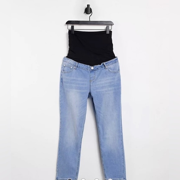 ASOS Glamorous Bloom Maternity Denim Light Blue Wash Straight Leg Size 6 NWT - Picture 1 of 11